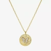 Sparkle Allure Womens Cubic Zirconia 14k Gold Over Brass Butterfly Round 16 Inch Pendant Necklace In Gold