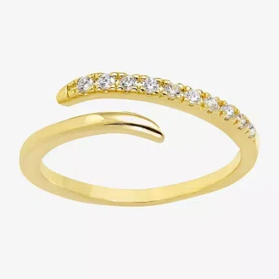 Sparkle Allure Womens Cubic Zirconia 14k Gold Over Brass Bypass Band