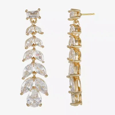 Sparkle Allure Womens Cubic Zirconia 14k Gold Over Brass Chandelier Earrings In Transparent