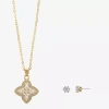 Sparkle Allure Womens Cubic Zirconia 14k Gold Over Brass Clover 2-pc. Jewelry Set In Gold