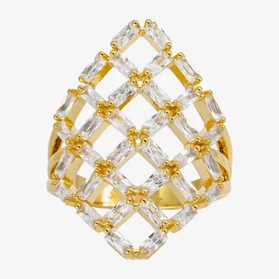Sparkle Allure Womens Cubic Zirconia 14k Gold Over Brass Cocktail Ring