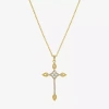 Sparkle Allure Womens Cubic Zirconia 14k Gold Over Brass Cross 16 Inch Pendant Necklace In Transparent