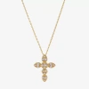 Sparkle Allure Womens Cubic Zirconia 14k Gold Over Brass Cross 16 Inch Pendant Necklace In Transparent