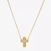Sparkle Allure Womens Cubic Zirconia 14k Gold Over Brass Cross 16 Inch Pendant Necklace In Gold
