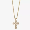 Sparkle Allure Womens Cubic Zirconia 14k Gold Over Brass Cross 18 Inch Pendant Necklace In Gold
