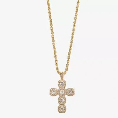 Sparkle Allure Womens Cubic Zirconia 14k Gold Over Brass Cross 18 Inch Pendant Necklace