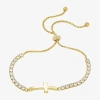 Sparkle Allure Womens Cubic Zirconia 14k Gold Over Brass Cross Bolo Bracelet In Transparent