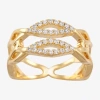 Sparkle Allure Womens Cubic Zirconia 14k Gold Over Brass Crossover Cocktail Ring In Gold