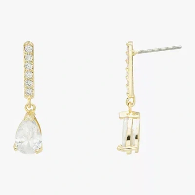 Sparkle Allure Womens Cubic Zirconia 14k Gold Over Brass Drop Earrings In Transparent