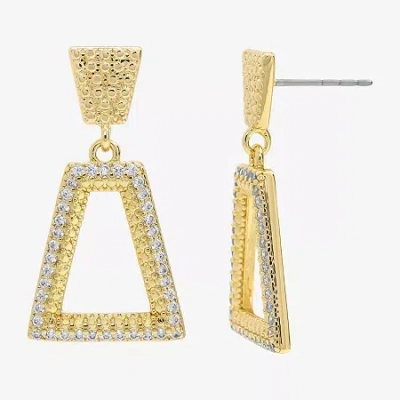 Sparkle Allure Womens Cubic Zirconia 14k Gold Over Brass Drop Earrings In Transparent