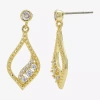 Sparkle Allure Womens Cubic Zirconia 14k Gold Over Brass Drop Earrings In Transparent