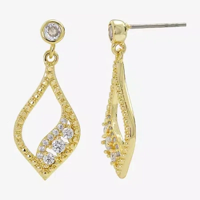 Sparkle Allure Womens Cubic Zirconia 14k Gold Over Brass Drop Earrings In Transparent