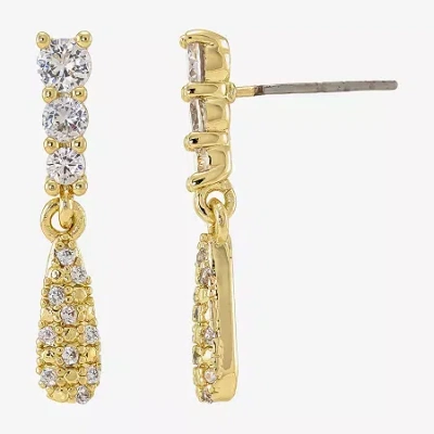 Sparkle Allure Womens Cubic Zirconia 14k Gold Over Brass Drop Earrings In Transparent