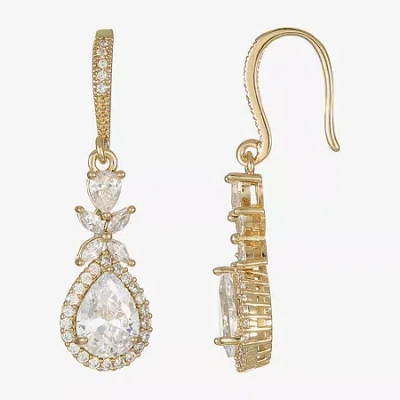 Sparkle Allure Womens Cubic Zirconia 14k Gold Over Brass Drop Earrings In Transparent