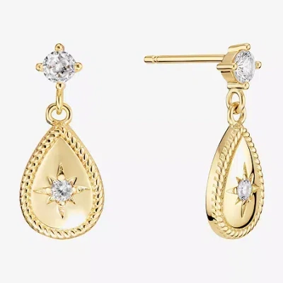 Sparkle Allure Womens Cubic Zirconia 14k Gold Over Brass Drop Earrings In Yellow