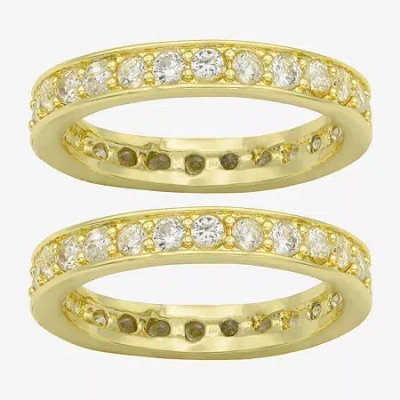 Sparkle Allure Womens Cubic Zirconia 14k Gold Over Brass Eternity Ring Set In Transparent