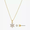 Sparkle Allure Womens Cubic Zirconia 14k Gold Over Brass Flower 2-pc. Jewelry Set In Gold