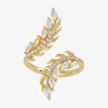 Sparkle Allure Womens Cubic Zirconia 14k Gold Over Brass Flower Bypass Cocktail Ring In Transparent