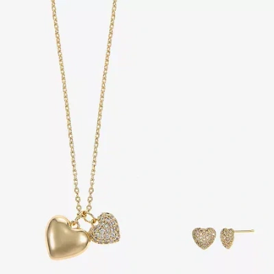Sparkle Allure Womens Cubic Zirconia 14k Gold Over Brass Heart 2-pc. Jewelry Set