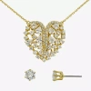 Sparkle Allure Womens Cubic Zirconia 14k Gold Over Brass Heart 2-pc. Jewelry Set In Transparent