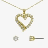 Sparkle Allure Womens Cubic Zirconia 14k Gold Over Brass Heart 2-pc. Jewelry Set In Transparent