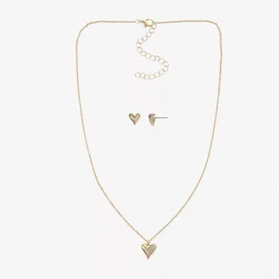 Sparkle Allure Womens Cubic Zirconia 14k Gold Over Brass Heart 2-pc. Jewelry Set