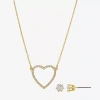 Sparkle Allure Womens Cubic Zirconia 14k Gold Over Brass Heart 2-pc. Jewelry Set In Gold