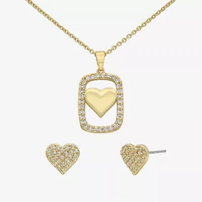 Sparkle Allure Womens Cubic Zirconia 14k Gold Over Brass Heart 2-pc. Jewelry Set In Transparent