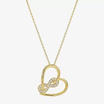 Sparkle Allure Womens Cubic Zirconia 14k Gold Over Brass Heart Infinity 16 Inch Pendant Necklace In Transparent
