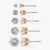 Sparkle Allure Womens Cubic Zirconia 14k Gold Over Brass Hypoallergenic 5 Pair Earring Set In Transparent