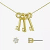 Sparkle Allure Womens Cubic Zirconia 14k Gold Over Brass Keys 2-pc. Jewelry Set In Gold