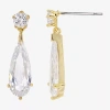 Sparkle Allure Womens Cubic Zirconia 14k Gold Over Brass Oblong Drop Earrings In Transparent
