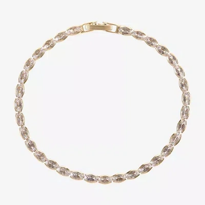 Sparkle Allure Womens Cubic Zirconia 14k Gold Over Brass Oval 7.5 Inch Tennis Bracelet In Transparent