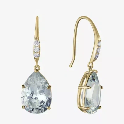Sparkle Allure Womens Cubic Zirconia 14k Gold Over Brass Oval Drop Earrings In Yellow