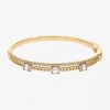 Sparkle Allure Womens Cubic Zirconia 14k Gold Over Brass Oval Round Bangle Bracelet In Gold