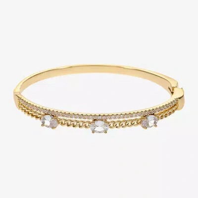 Sparkle Allure Womens Cubic Zirconia 14k Gold Over Brass Oval Round Bangle Bracelet