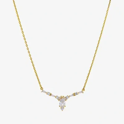 Sparkle Allure Womens Cubic Zirconia 14k Gold Over Brass Pear 16 Inch Pendant Necklace In Transparent