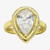 Sparkle Allure Womens Cubic Zirconia 14k Gold Over Brass Pear Cocktail Ring In Transparent