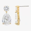Sparkle Allure Womens Cubic Zirconia 14k Gold Over Brass Pear Drop Earrings In Gold