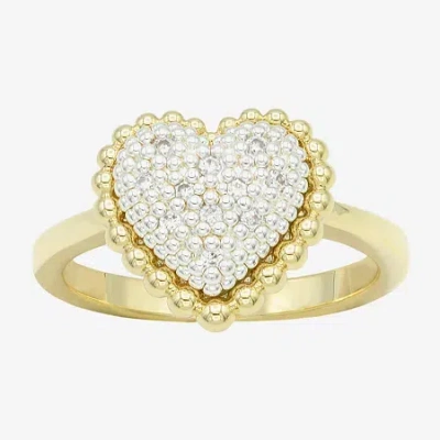 Sparkle Allure Womens Cubic Zirconia 14k Gold Over Brass Pure Silver Over Brass Heart Cocktail Ring