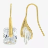Sparkle Allure Womens Cubic Zirconia 14k Gold Over Brass Rectangular Drop Earrings In Transparent