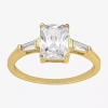 Sparkle Allure Womens Cubic Zirconia 14k Gold Over Brass Rectangular Engagement Ring In Gold
