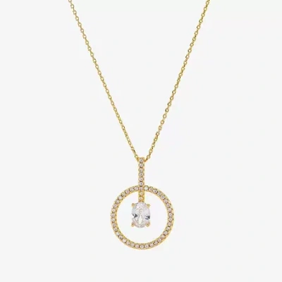 Sparkle Allure Womens Cubic Zirconia 14k Gold Over Brass Round 16 Inch Pendant Necklace In Transparent