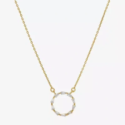 Sparkle Allure Womens Cubic Zirconia 14k Gold Over Brass Round 16 Inch Pendant Necklace In Transparent