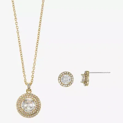 Sparkle Allure Womens Cubic Zirconia 14k Gold Over Brass Round 2-pc. Jewelry Set