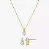 Sparkle Allure Womens Cubic Zirconia 14k Gold Over Brass Round 2-pc. Jewelry Set In Transparent