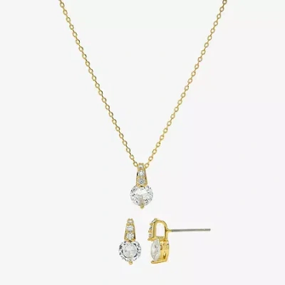 Sparkle Allure Womens Cubic Zirconia 14k Gold Over Brass Round 2-pc. Jewelry Set In Transparent
