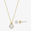 Sparkle Allure Womens Cubic Zirconia 14k Gold Over Brass Round 2-pc. Jewelry Set In Gold