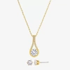 Sparkle Allure Womens Cubic Zirconia 14k Gold Over Brass Round 2-pc. Jewelry Set In Transparent