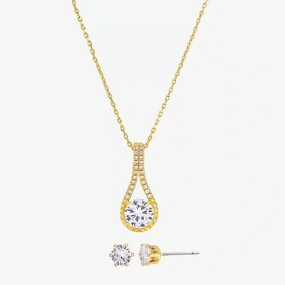 Sparkle Allure Womens Cubic Zirconia 14k Gold Over Brass Round 2-pc. Jewelry Set In Transparent